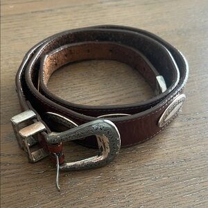 Canterbury Western Brown Leather Belt with Silver Buckle Size 40
